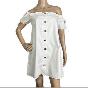 AMANDA UPRICHARD WHITE OFF-THE-SHOULDER MINI DRESS SIZE SMALL